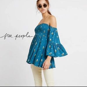 FREE PEOPLE Lana Smocked Tunic Top NWT